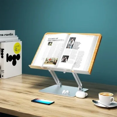 Gamvity Modern Ergonomic Adjustable Acrylic Book & Laptop Stand &ndash; Foldable & Portable _ Silver